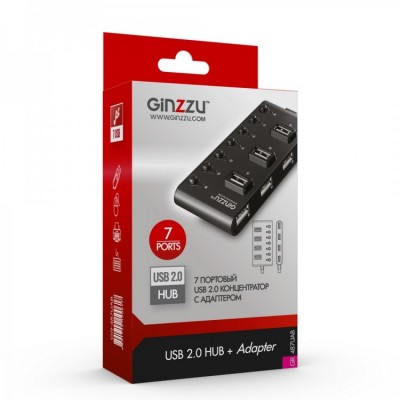 USB-разветвитель Ginzzu GR-487UAB 7-port USB 2.0