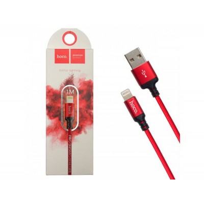 Кабель HOCO X14 USB-iPhone черный/красный 1м