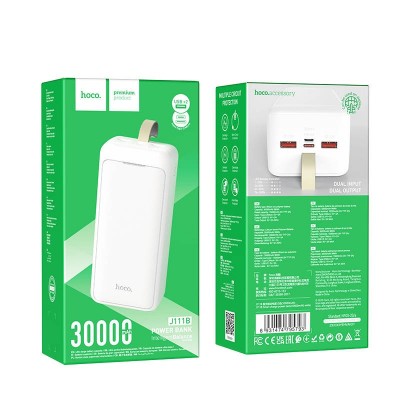 Зарядное устройство HOCO J111B 30000mAh 2USB/MICRO/TYPE-C/2A белое