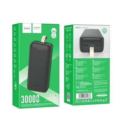 Зарядное устройство HOCO J111B 30000mAh 2USB/MICRO/TYPE-C/2A черное