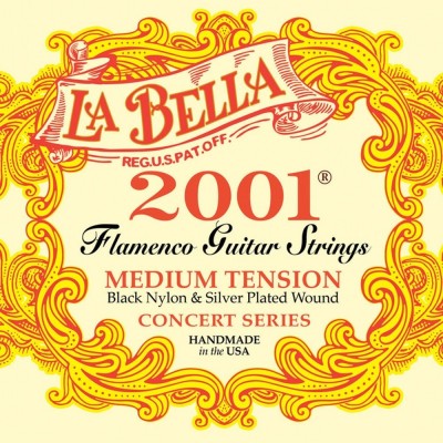 Струны для классической гитары La Bella 2001 Medium Tension - черный нейлон/обмотка серебро