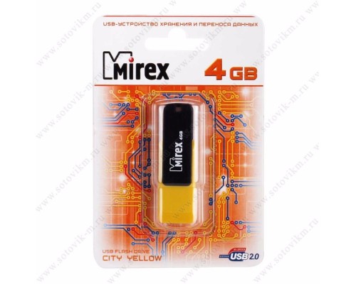 Флеш-накопитель Mirex CITY 4GB желтый гар.6 мес.