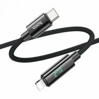 Кабель HOCO U125 Type-C/Lightning, 2.4A USB2.0 1.2м чёрный с дисплеем