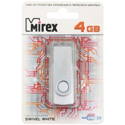 Флеш-накопитель Mirex SWIVEL 4GB белый гар.6 мес.