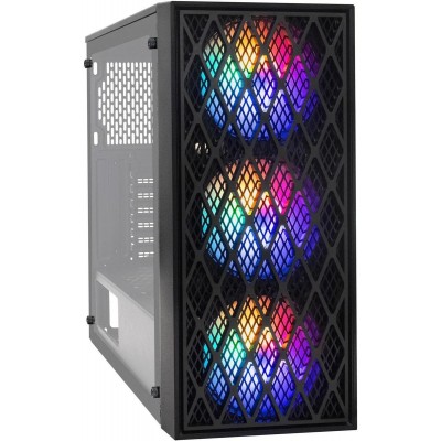 Корпус ExeGate EVO-8243 Miditower ATX без БП Black с RGB подсветкой