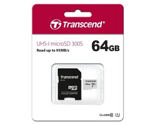 Карта памяти microSDXC 64GB Class10 Transcend TS64GUSD300S-A + Adapter гар.6 мес.