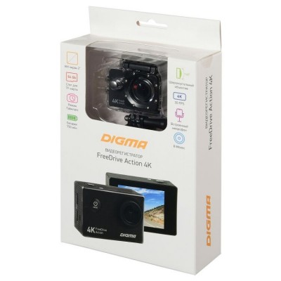 Экшн-камера Digma FreeDrive Action 4K 8Mpix 2160x3840 2160p. черный