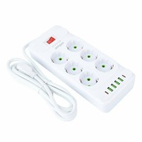 Сетевой фильтр Amper 6 розеток 4,0м 4USB 2Type-C белый