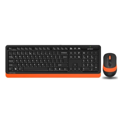 Комплект клавиатура+мышь A4 Fstyler FG1010 черный/оранжевый беспроводной гар.6мес