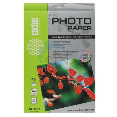 Бумага Cactus CS-GA423020 A4/230г/20л/м2 глянцевая