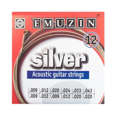 Струны для акустической гитары EMUZIN 12A232 Silver 12-стр