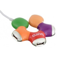 USB-разветвитель Buro BU-HUB4-0.5-U2.0-Flower 4порт. разноцветный