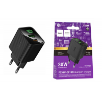 Сетевое зар. устр. HOCO CS84A USB-A&USB-C 30W черное c дисплеем