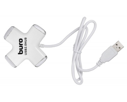 USB-разветвитель Buro BU-HUB4-0.5-U2.0-Cross 4порт. белый