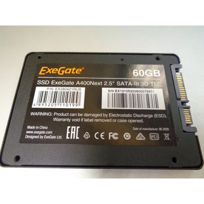 SSD ExeGate 60GB A400Next SATA 3 2,5"