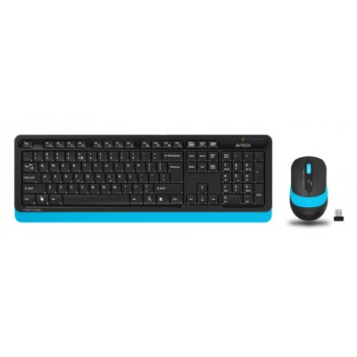 Комплект клавиатура+мышь A4 Fstyler FG1010 черный/синий беспроводной