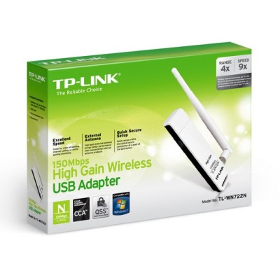 Адаптер TP-Link TL-WN722N 150Mbps High Gain Wireless N USB Adapter with Cradle, Atheros, 1T1R, 2.4GHz