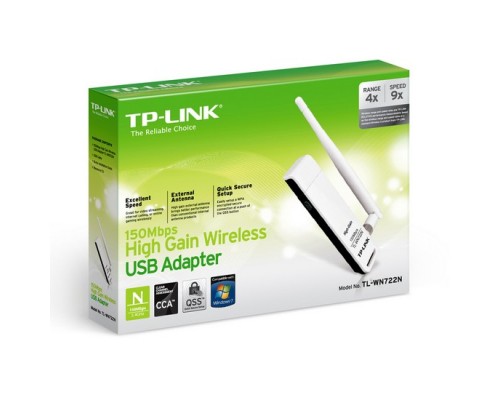 Адаптер TP-Link TL-WN722N 150Mbps High Gain Wireless N USB Adapter with Cradle, Atheros, 1T1R, 2.4GHz