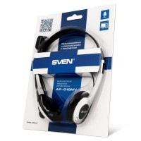 Гарнитура SVEN AP-010MV с микрофоном 2м черный/сер.