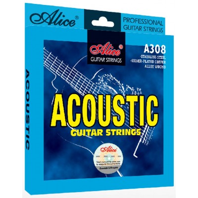Струны для акустической гитары ALICE A308-SL посеребренная оплетка, натяжение Super Light
